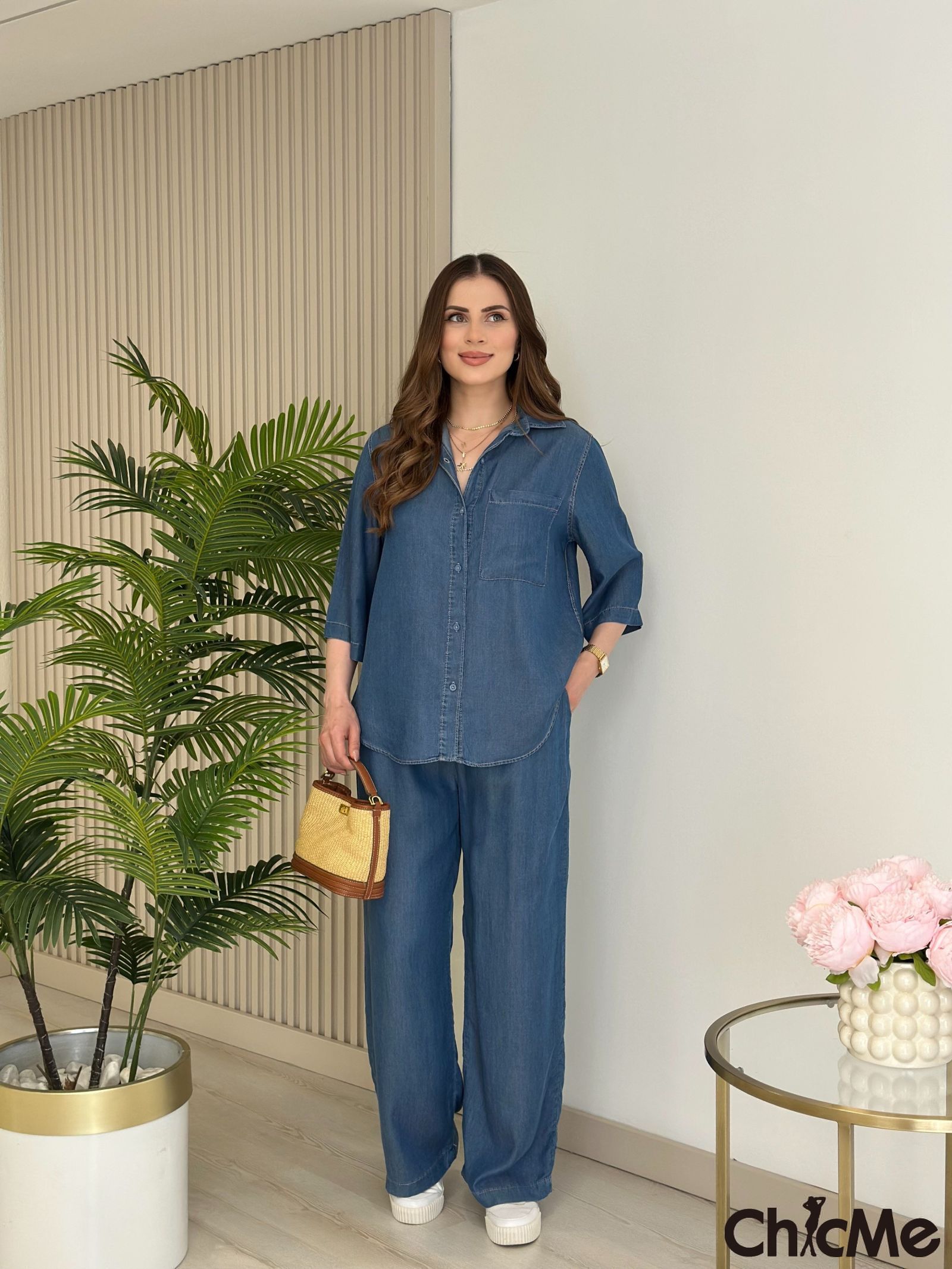Ensemble chemise et pantalon large – إطلالة مريحة وعصرية لكل أمسياتك