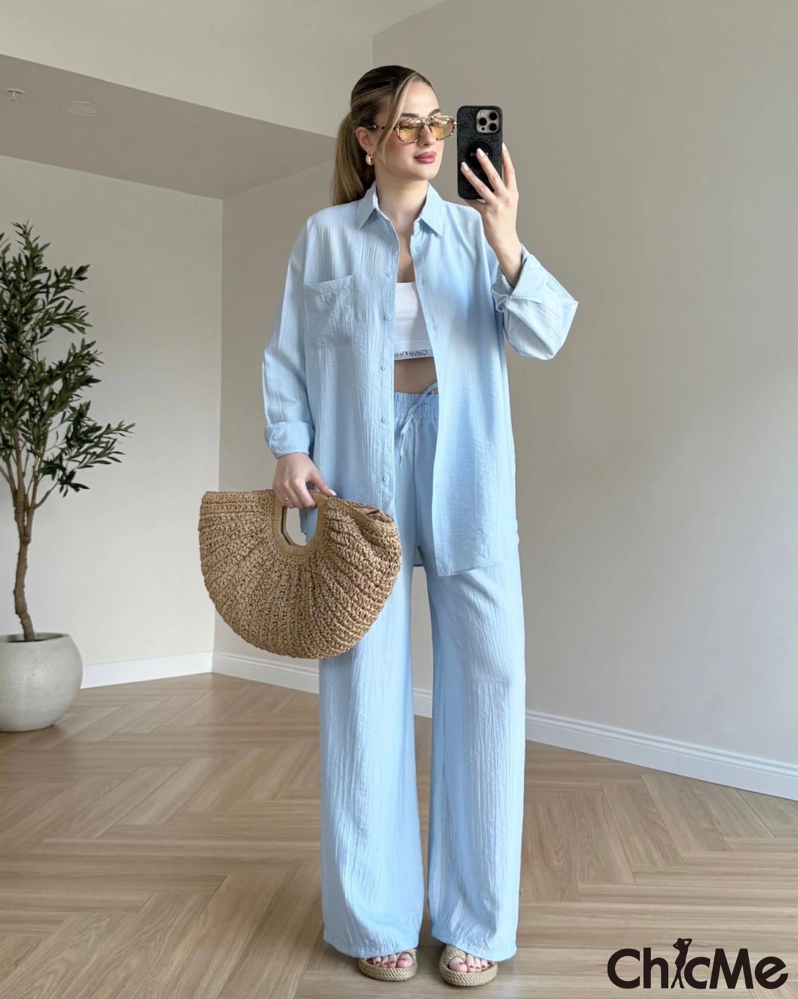 Chemise oversize avec poche – أنسومبل مريح يجمع بين الأناقة والراحة